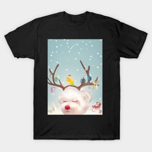 Puppy in Reindeer Antlers T-Shirt